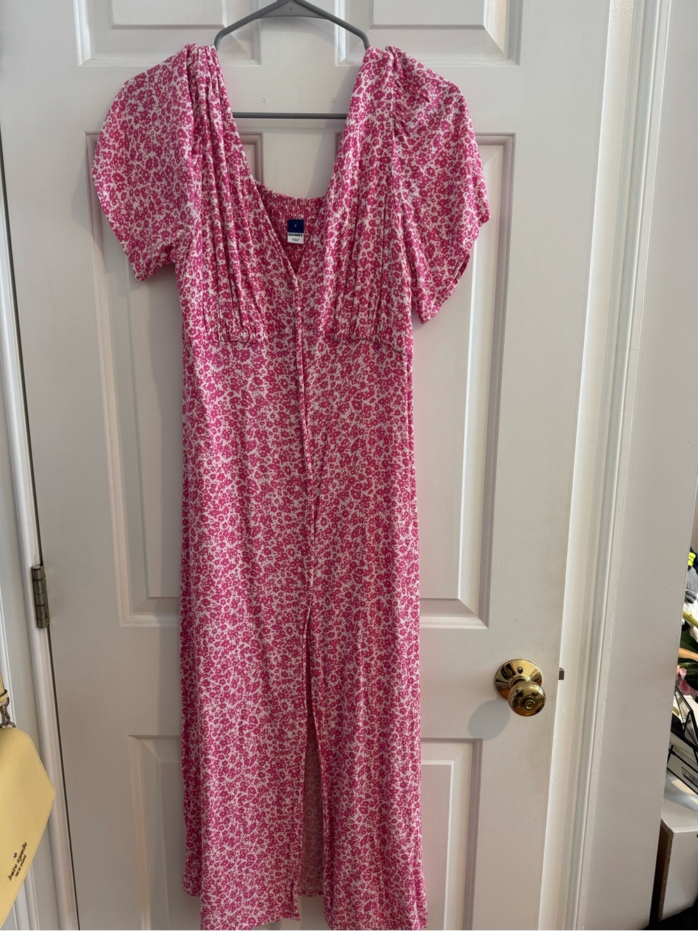 Old Navy Pink Floral Short-Sleeve Midi Dress